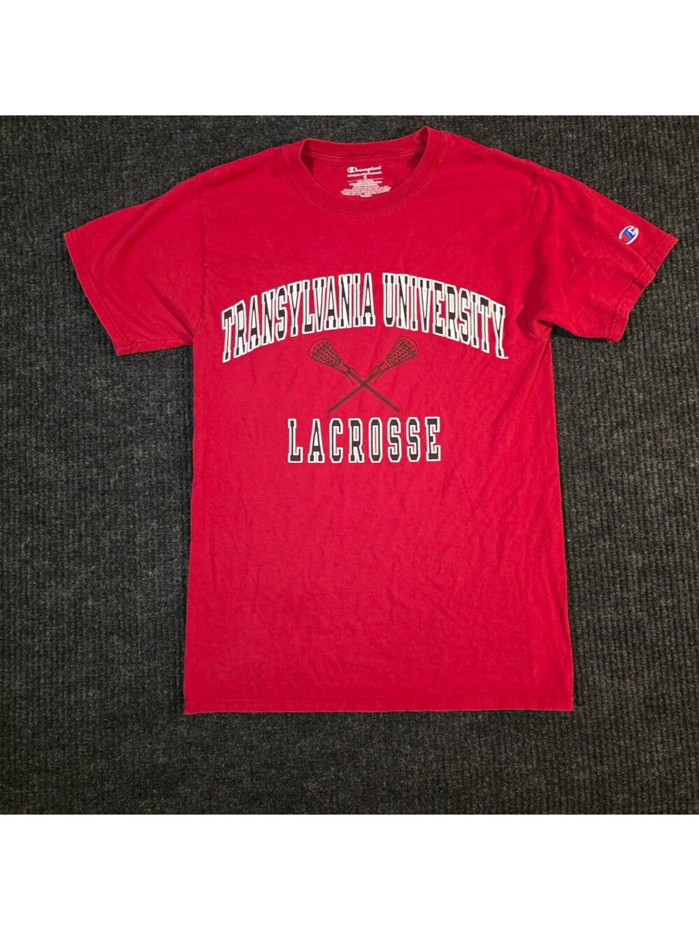 Champion Transylvania University Lacrosse Red T-Shirt 100% Cotton
